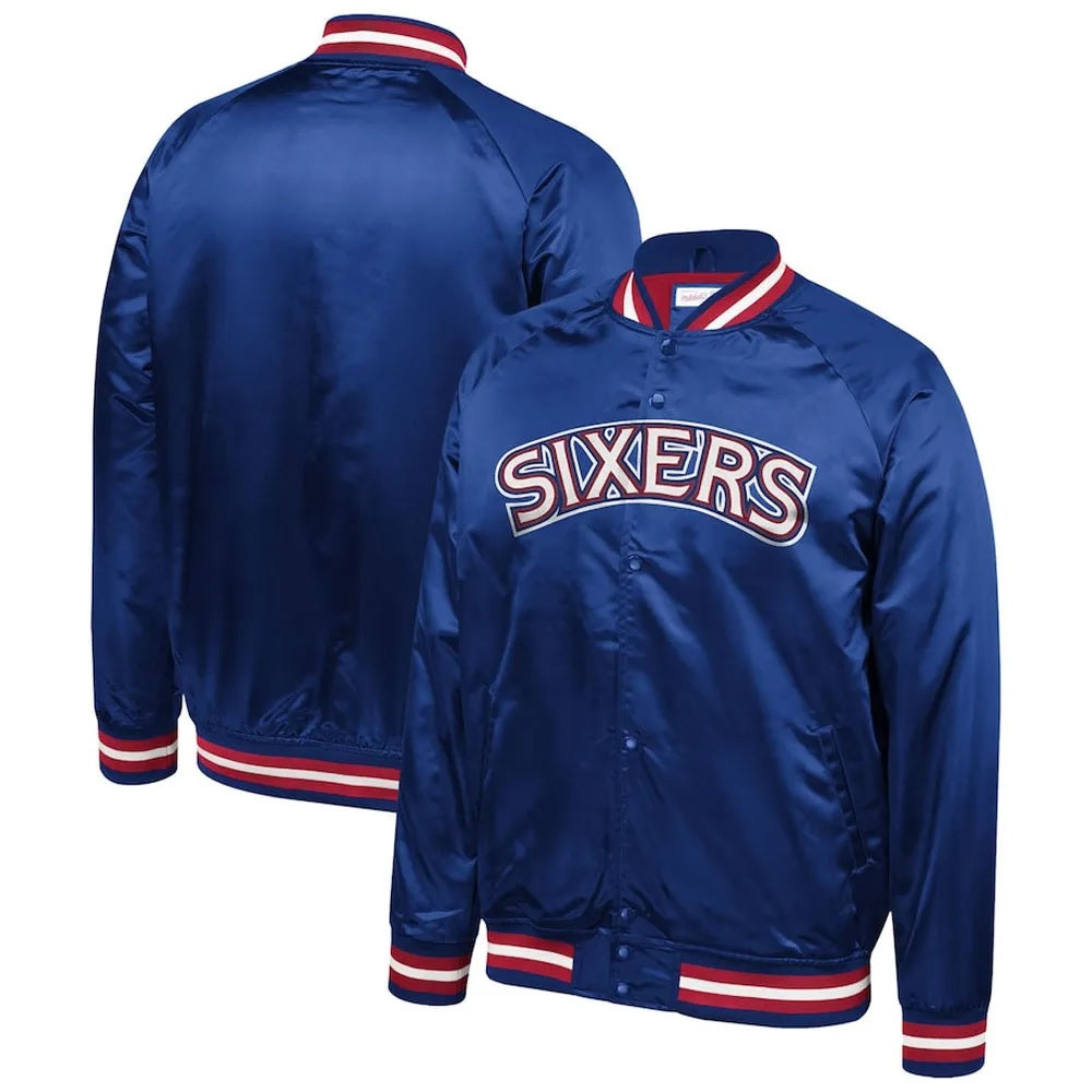 Philadelphia 76ers Sixers Satin Full-Snap Jacket