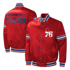 Philadelphia 76ers Slider Red Varsity Satin Jacket