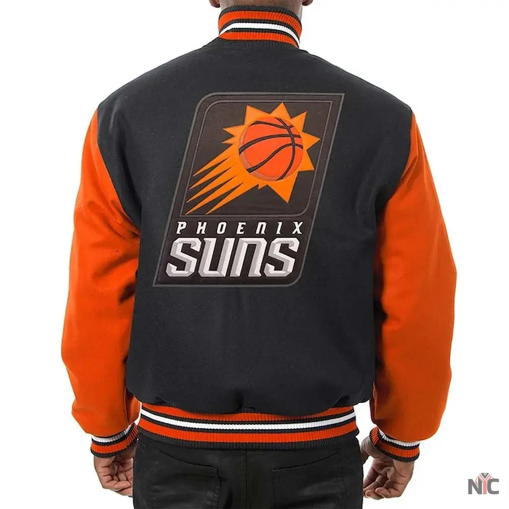 Phoenix Suns Black and Orange Wool Varsity Jacket NYC Jackets