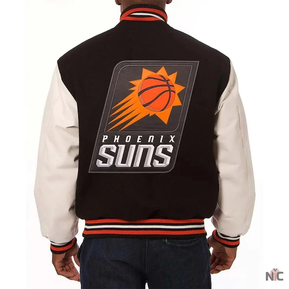 Phoenix Suns Black and White Varsity Jacket NYC Jackets
