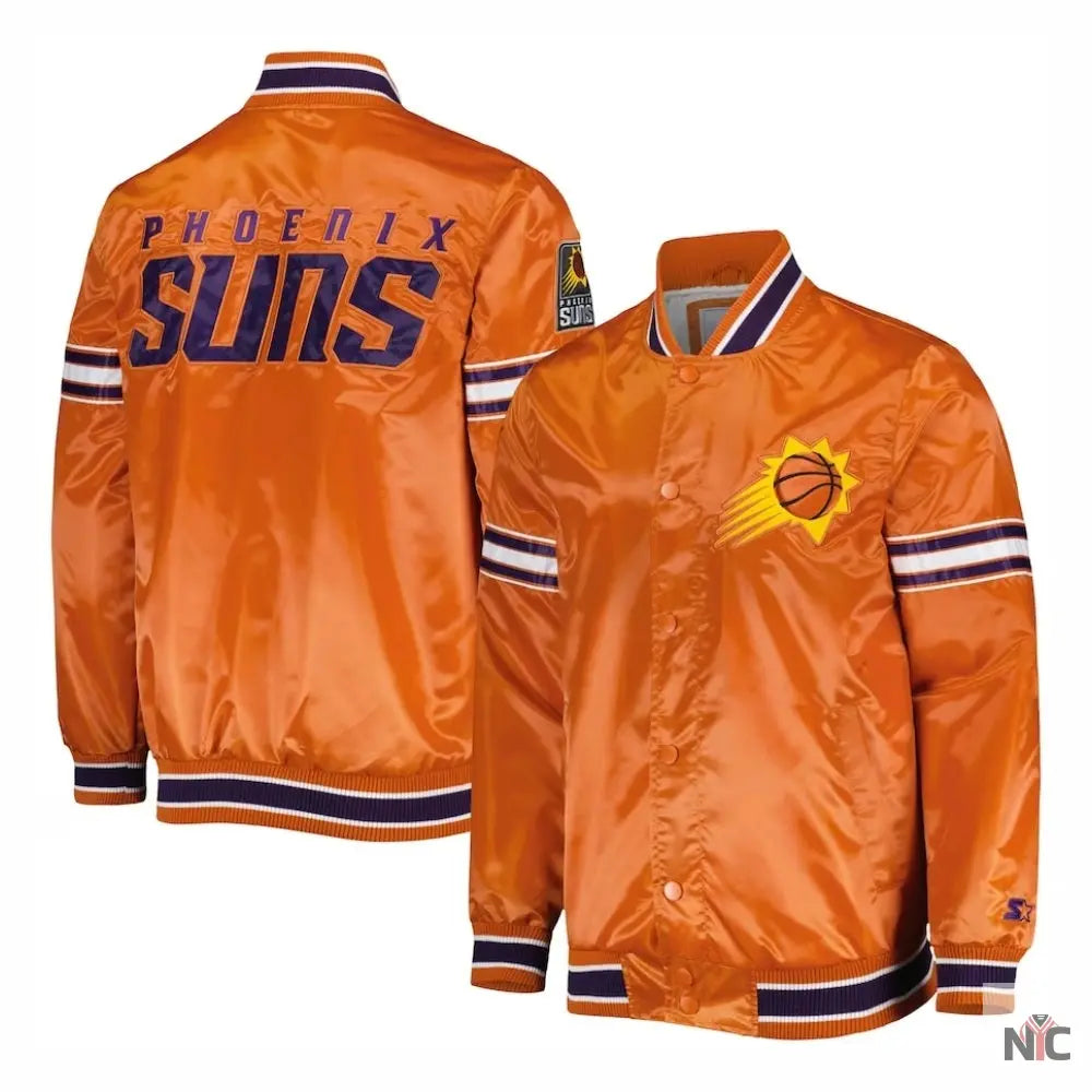 Phoenix Suns Pick & Roll Full-Snap Satin Varsity Jacket NYC Jackets