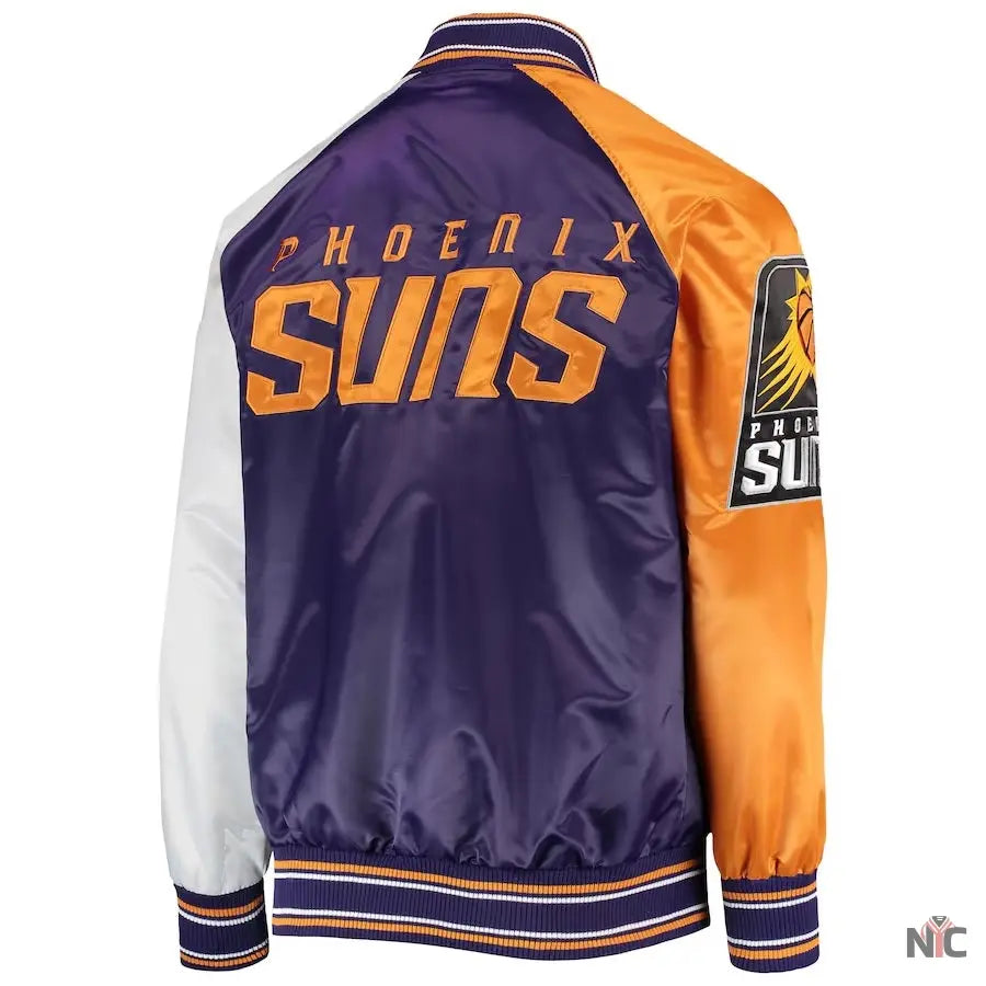 Phoenix Suns Reliever Purple and Orange Satin Jacket NYC Jackets