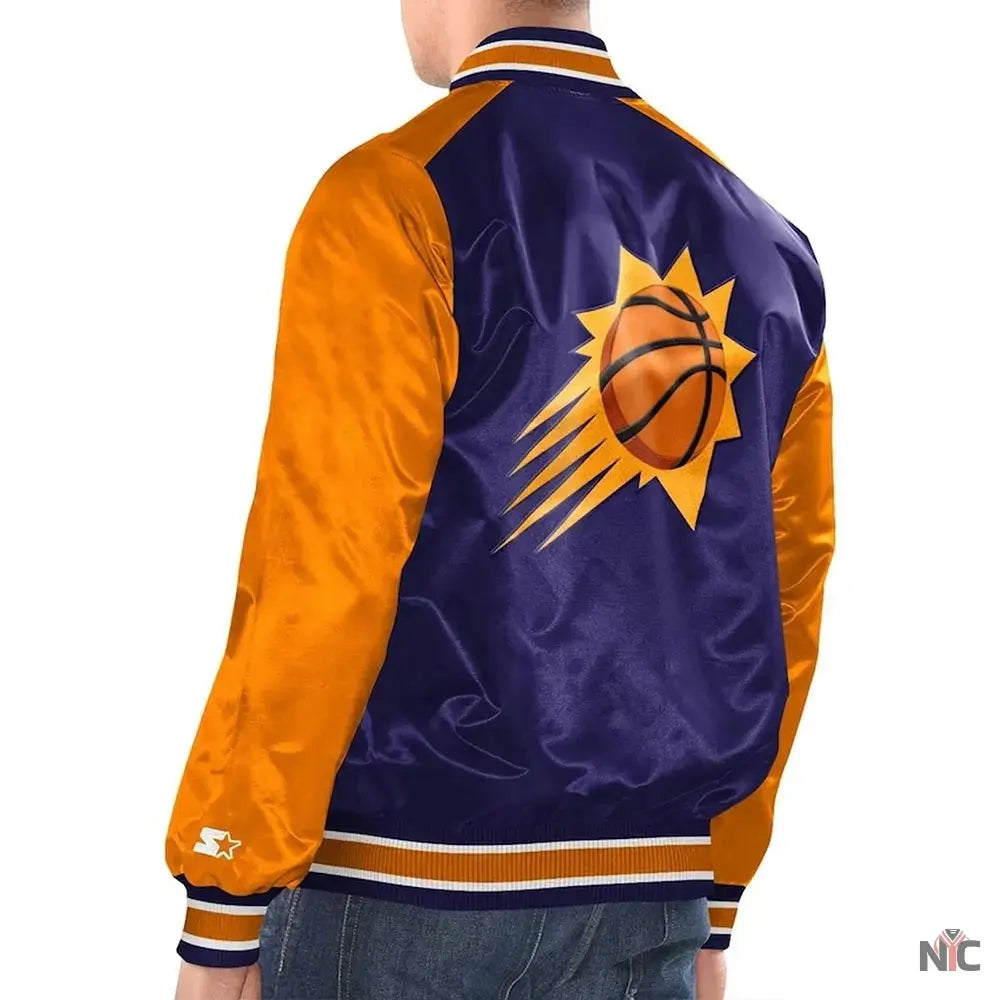 Phoenix Suns Renegade Purple And Orange Satin Jacket NYC Jackets