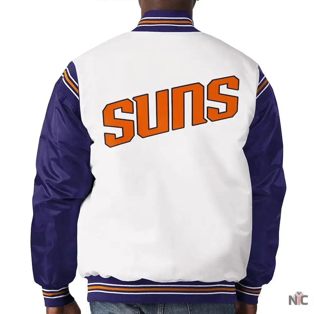 Phoenix Suns White and Purple Renegade Satin Jacket NYC Jackets