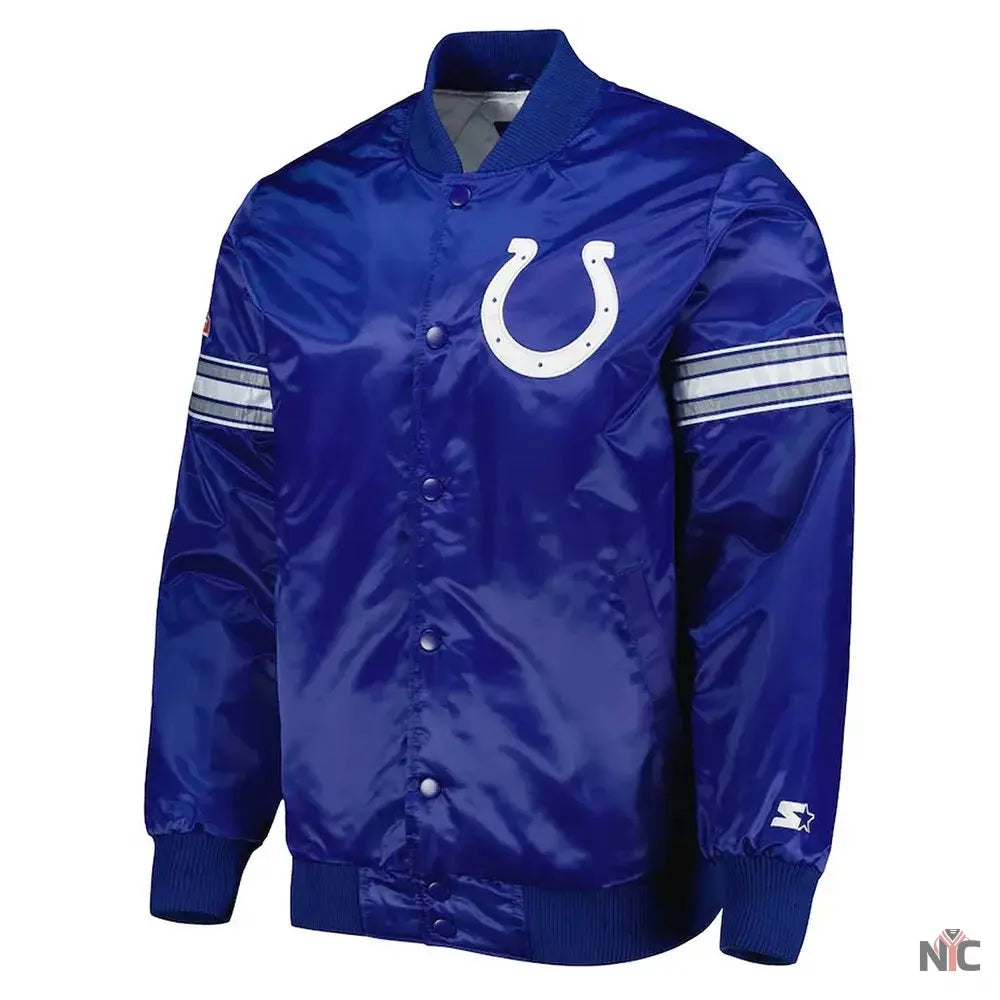 Pick and Roll Indianapolis Colts Blue Satin Jacket NYC Jackets