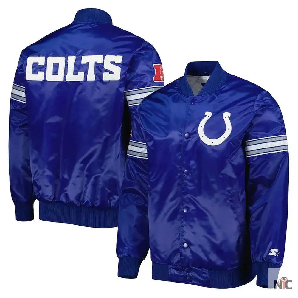 Pick and Roll Indianapolis Colts Blue Satin Jacket NYC Jackets