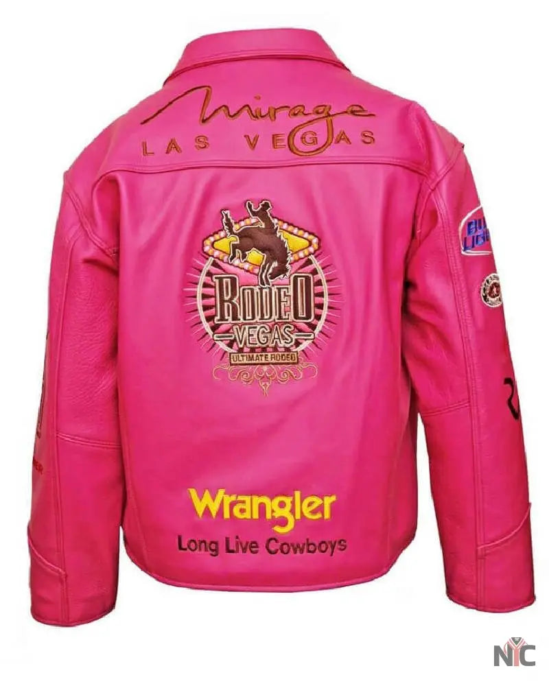 Pink Las Vegas Rodeo Mirage Wrangler Leather Jacket NYC Jackets