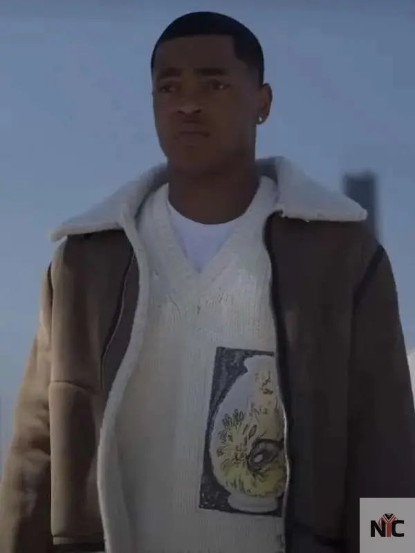 Power Book II Ghost S04 Tariq St. Patrick Shearling Brown Leather Jacket NYC Jackets