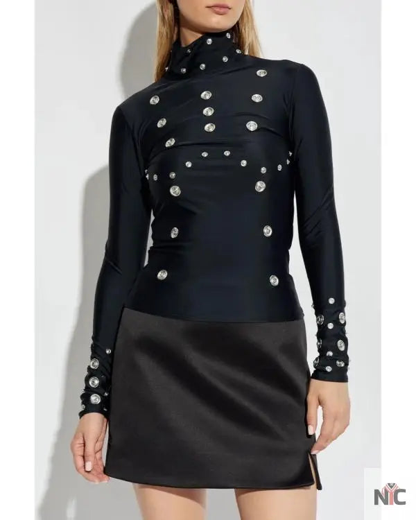 Press Junket 2025 Nicole Wallace Eyelet-Detailing Black Blouse NYC Jackets