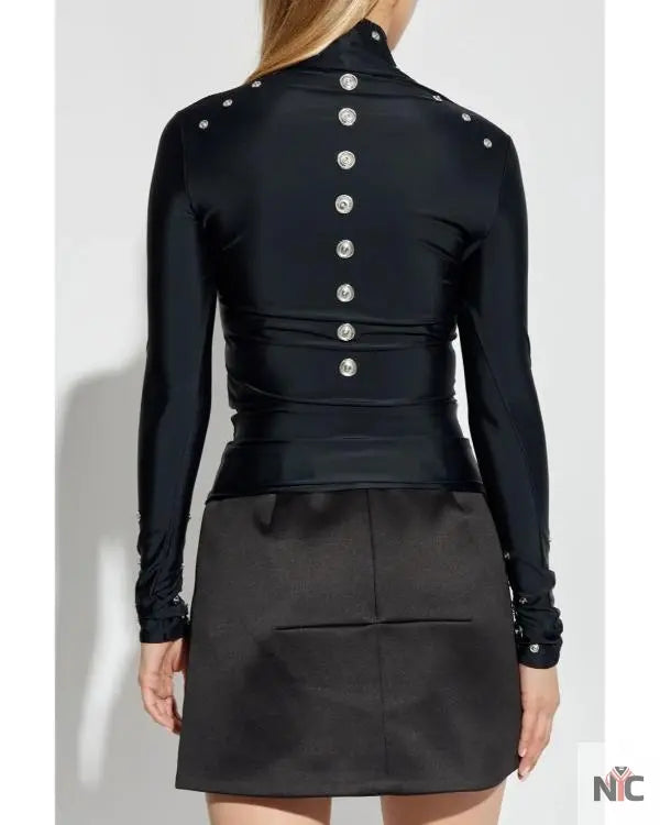 Press Junket 2025 Nicole Wallace Eyelet-Detailing Black Blouse NYC Jackets