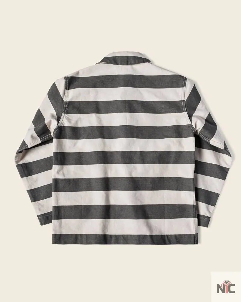 Prison Stripe Shawl Collar Coverall Jacket NYC Jackets
