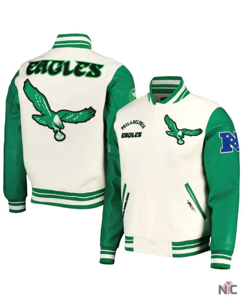 Pro Standard Cream Philadelphia Eagles Retro Jacket NYC Jackets