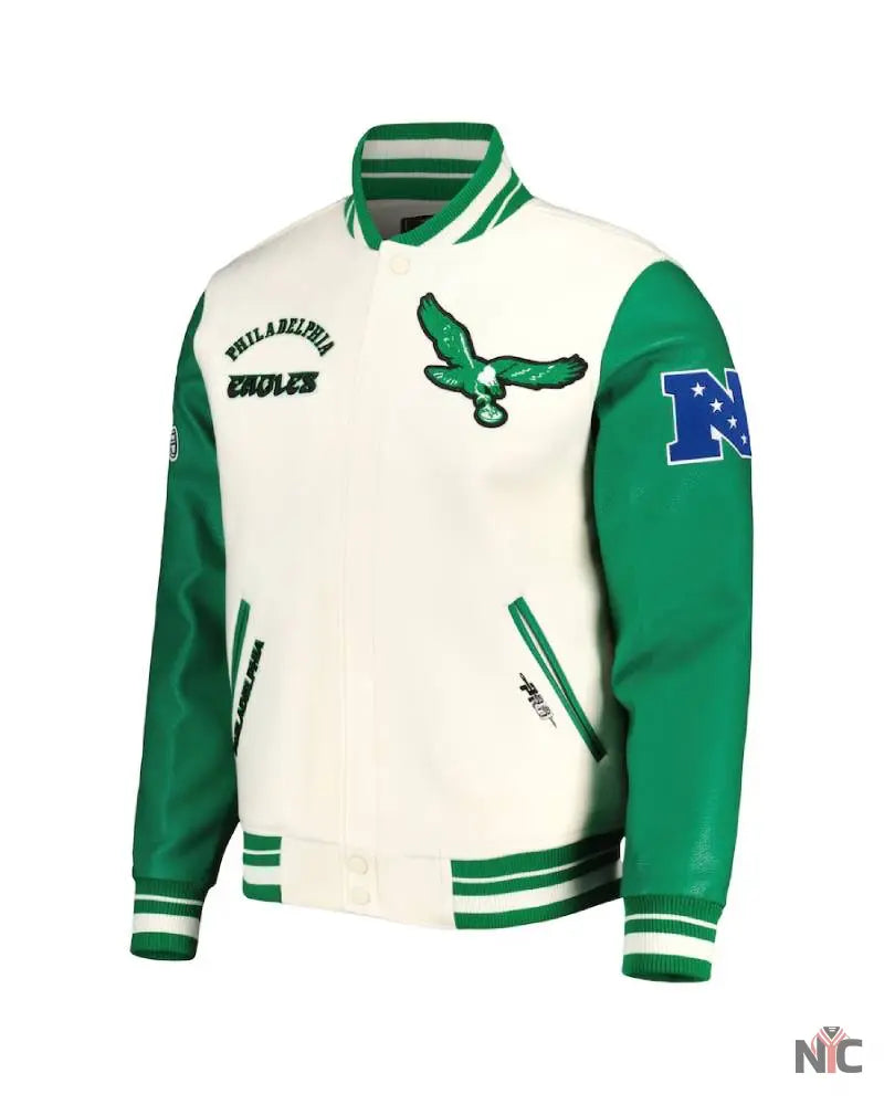 Pro Standard Cream Philadelphia Eagles Retro Jacket NYC Jackets