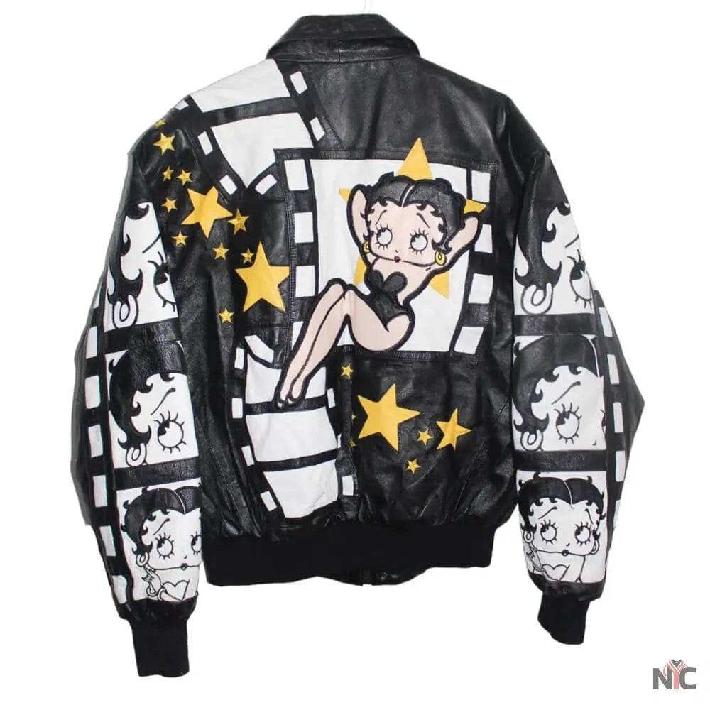 Rare Betty Boop Black White Leather Jacket NYC Jackets