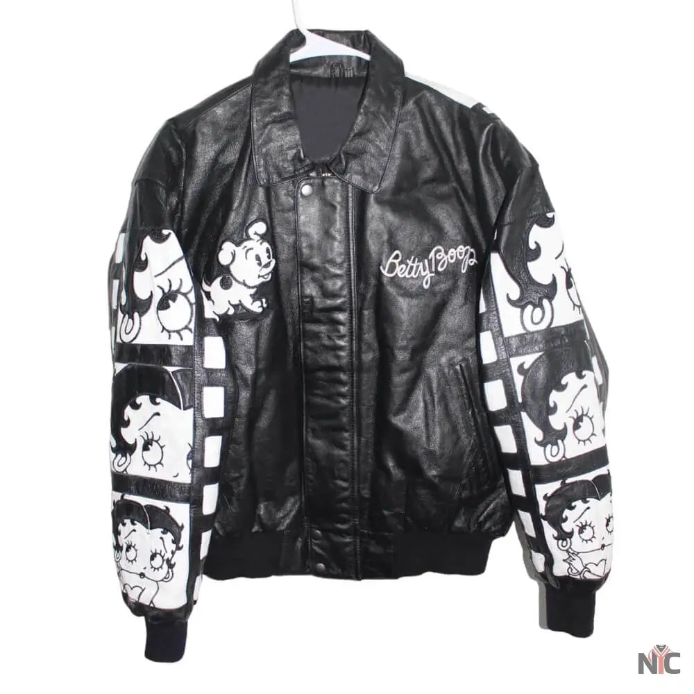 Rare Betty Boop Black White Leather Jacket NYC Jackets