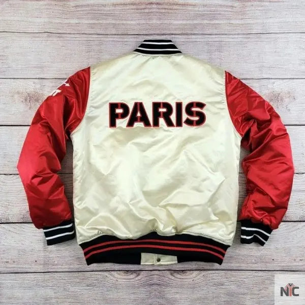 Red Peppers Paris Satin Varsity Jacket NYC Jackets