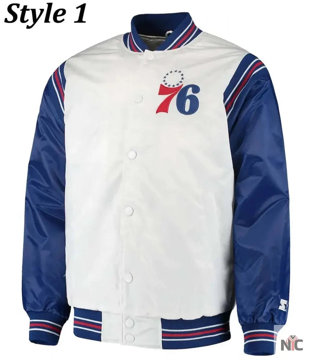 Renegade Philadelphia 76ers Full-Snap Satin Jacket NYC Jackets