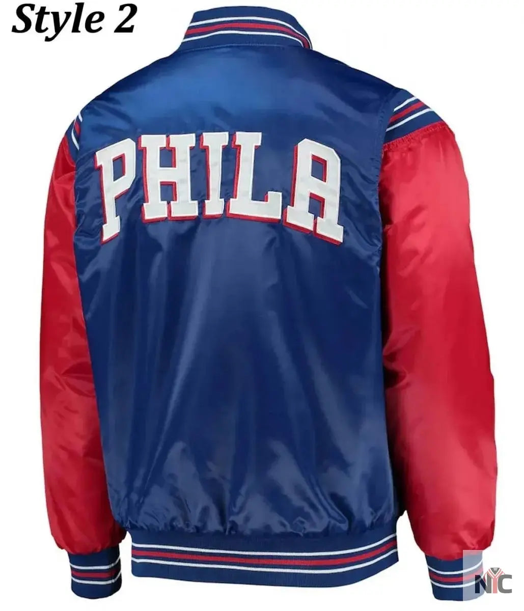 Renegade Philadelphia 76ers Full-Snap Satin Jacket NYC Jackets