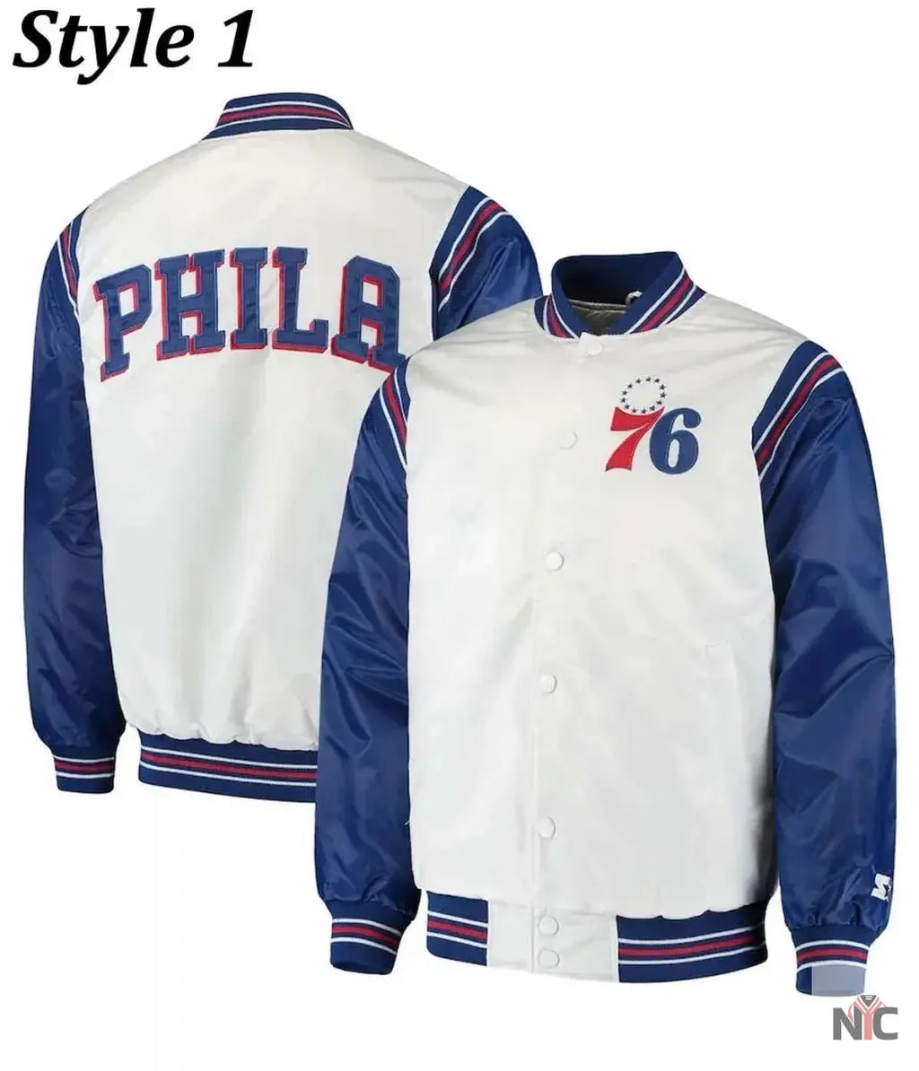 Renegade Philadelphia 76ers Full-Snap Satin Jacket NYC Jackets