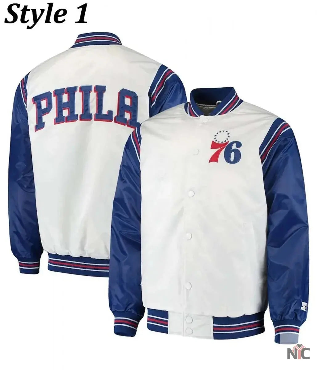 Renegade Philadelphia 76ers Full-Snap Satin Jacket NYC Jackets