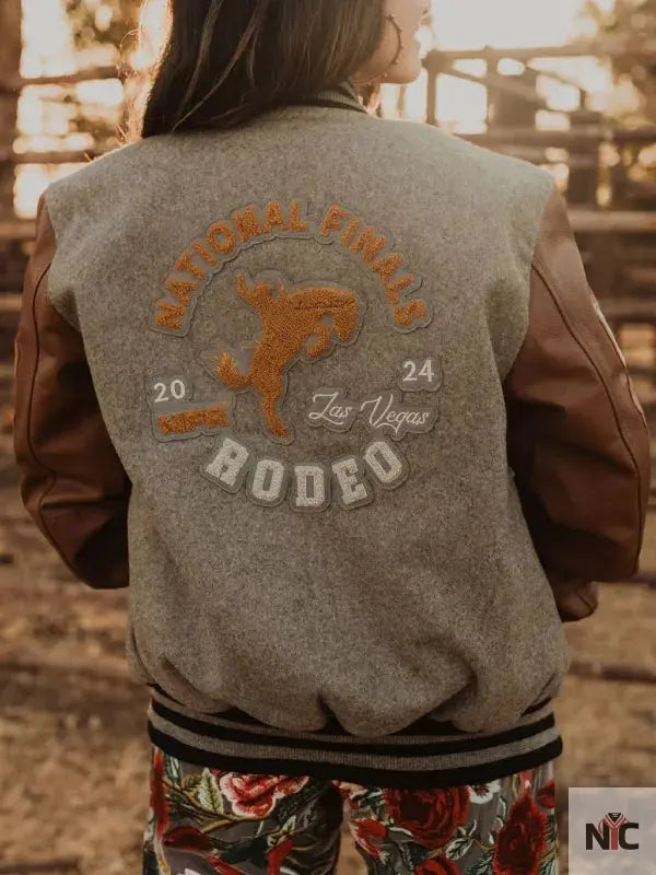 Rodeo NFR Las Vegas Brown Letterman Jacket NYC Jackets