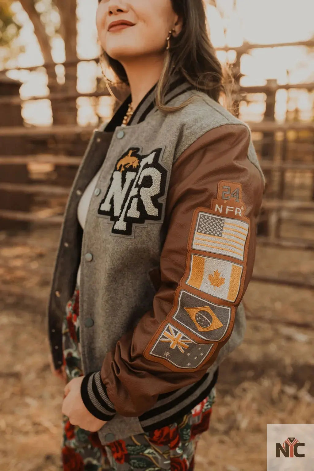Rodeo NFR Las Vegas Brown Letterman Jacket NYC Jackets