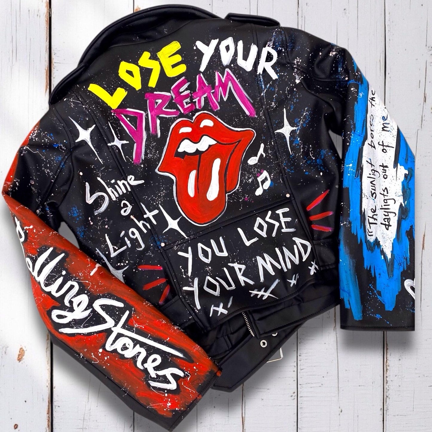 Rolling Stones, Rock 'n Roll, Hand-Painted Leather Jacket