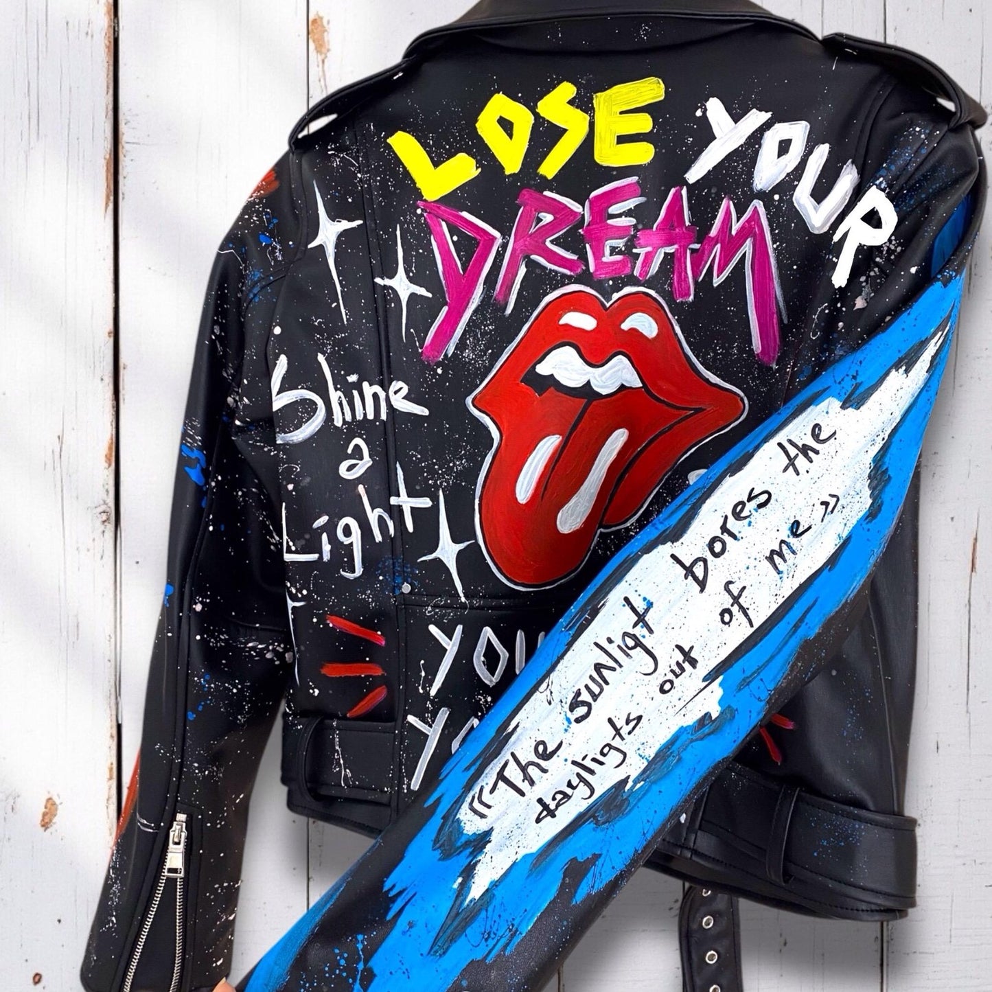 Rolling Stones, Rock 'n Roll, Hand-Painted Leather Jacket