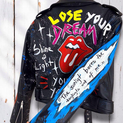 Rolling Stones, Rock 'n Roll, Hand-Painted Leather Jacket