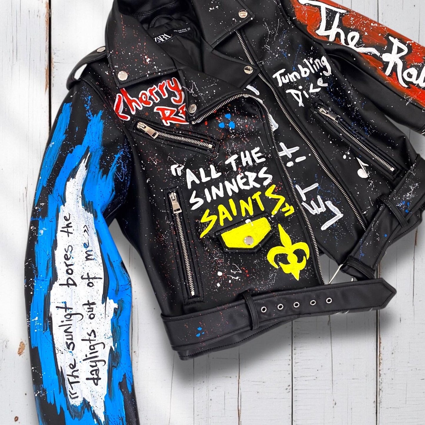 Rolling Stones, Rock 'n Roll, Hand-Painted Leather Jacket