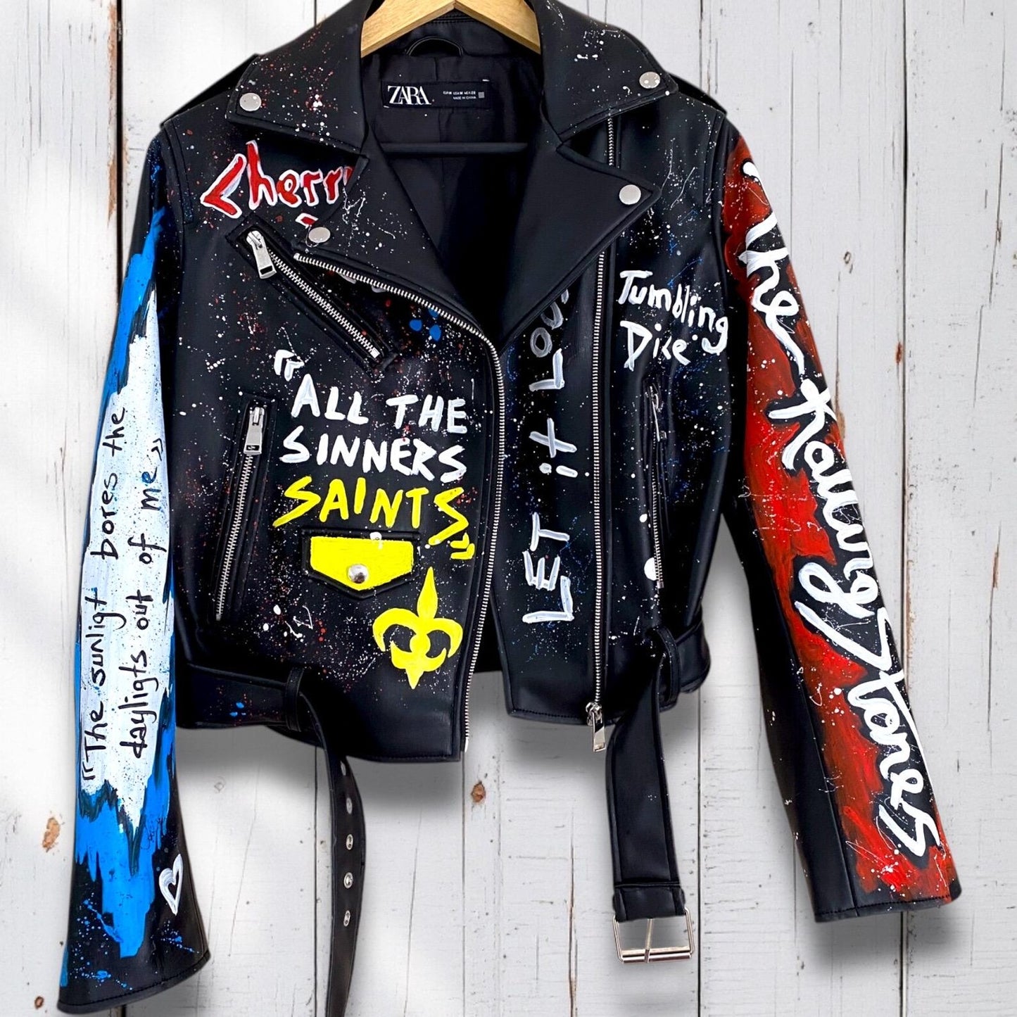 Rolling Stones, Rock 'n Roll, Hand-Painted Leather Jacket