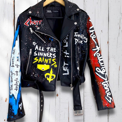 Rolling Stones, Rock 'n Roll, Hand-Painted Leather Jacket