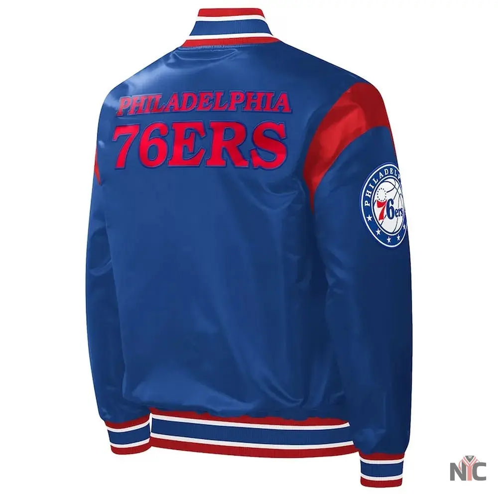 Royal Philadelphia 76ers Force Play Satin Jacket NYC Jackets