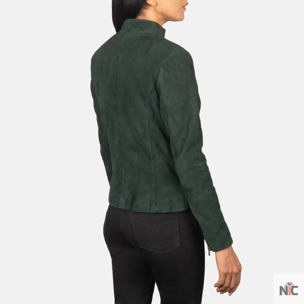 Rumella Green Suede Biker Jacket NYC Jackets