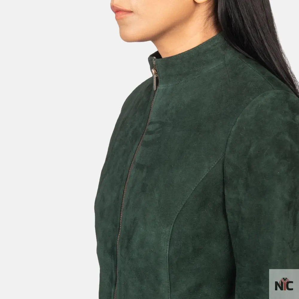 Rumella Green Suede Biker Jacket NYC Jackets