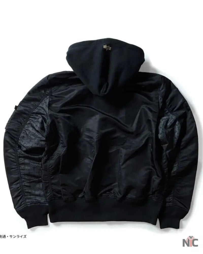 STRICT-G x ALPHA Mobile Suit Gundam SEED FREEDOM Black MA-1 Jacket NYC Jackets