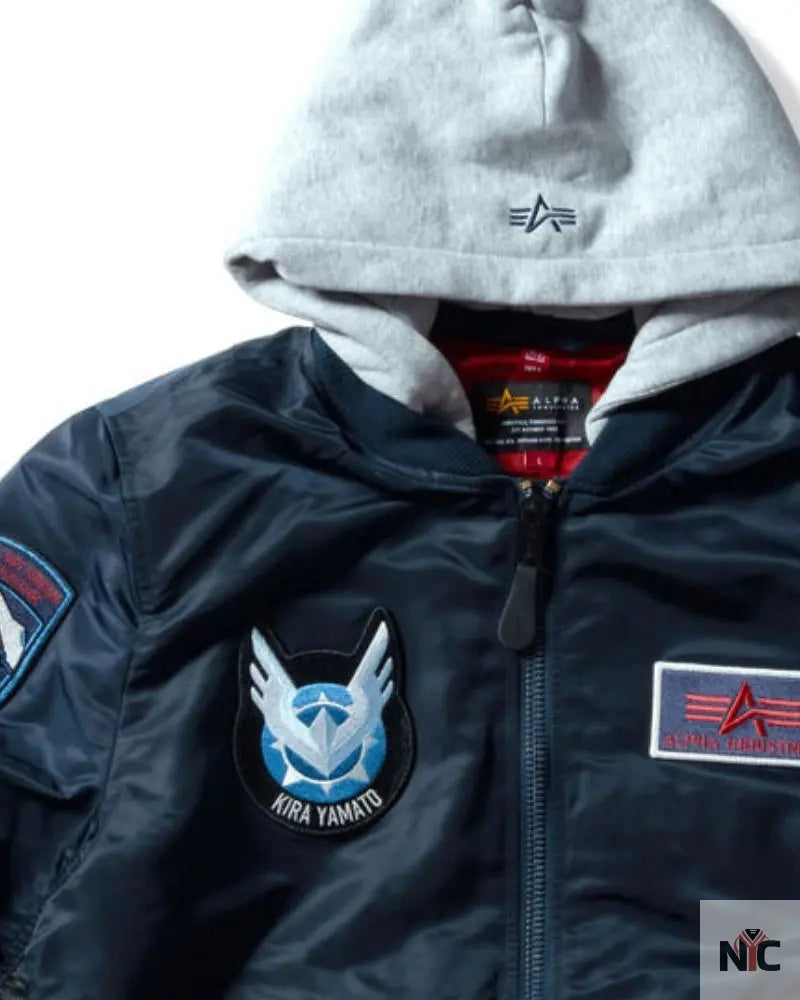 STRICT-G x ALPHA Mobile Suit Gundam SEED FREEDOM Light MA-1 Natus Jacket NYC Jackets