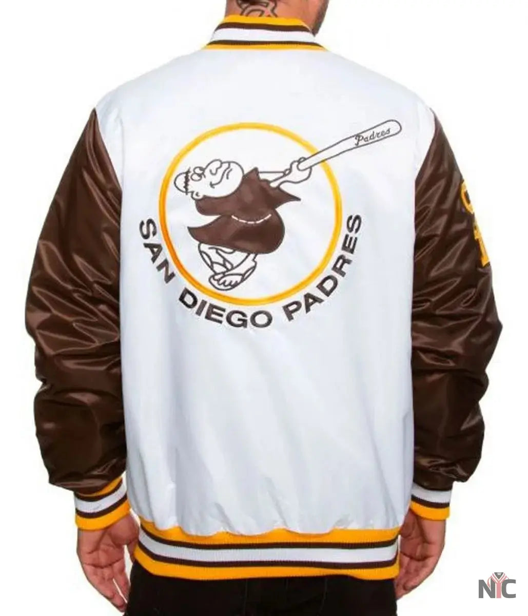 San Diego Padres Bomber Brown and White Jacket NYC Jackets