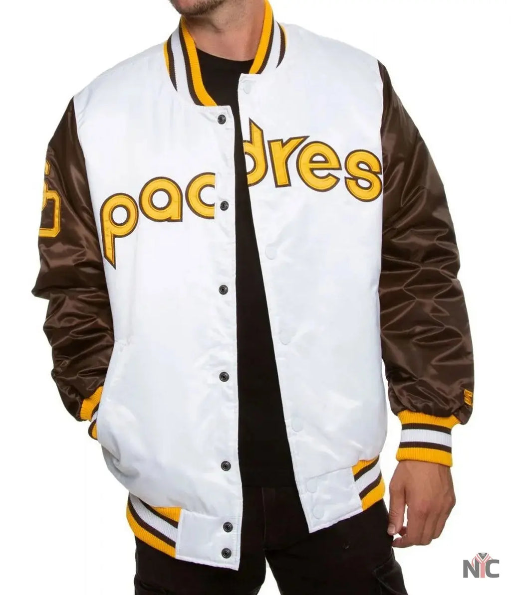San Diego Padres Bomber Brown and White Jacket NYC Jackets