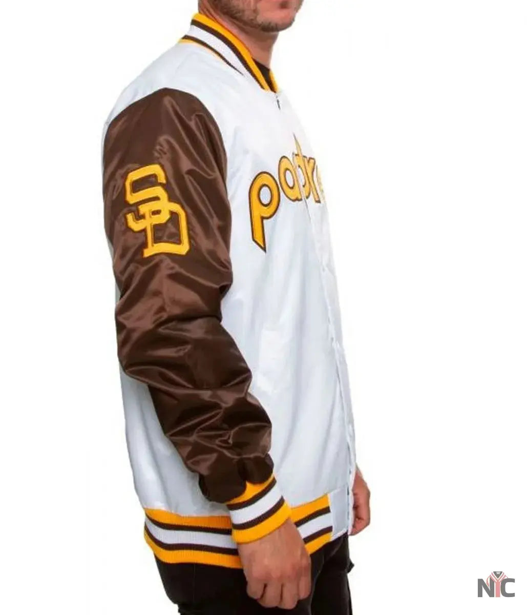 San Diego Padres Bomber Brown and White Jacket NYC Jackets