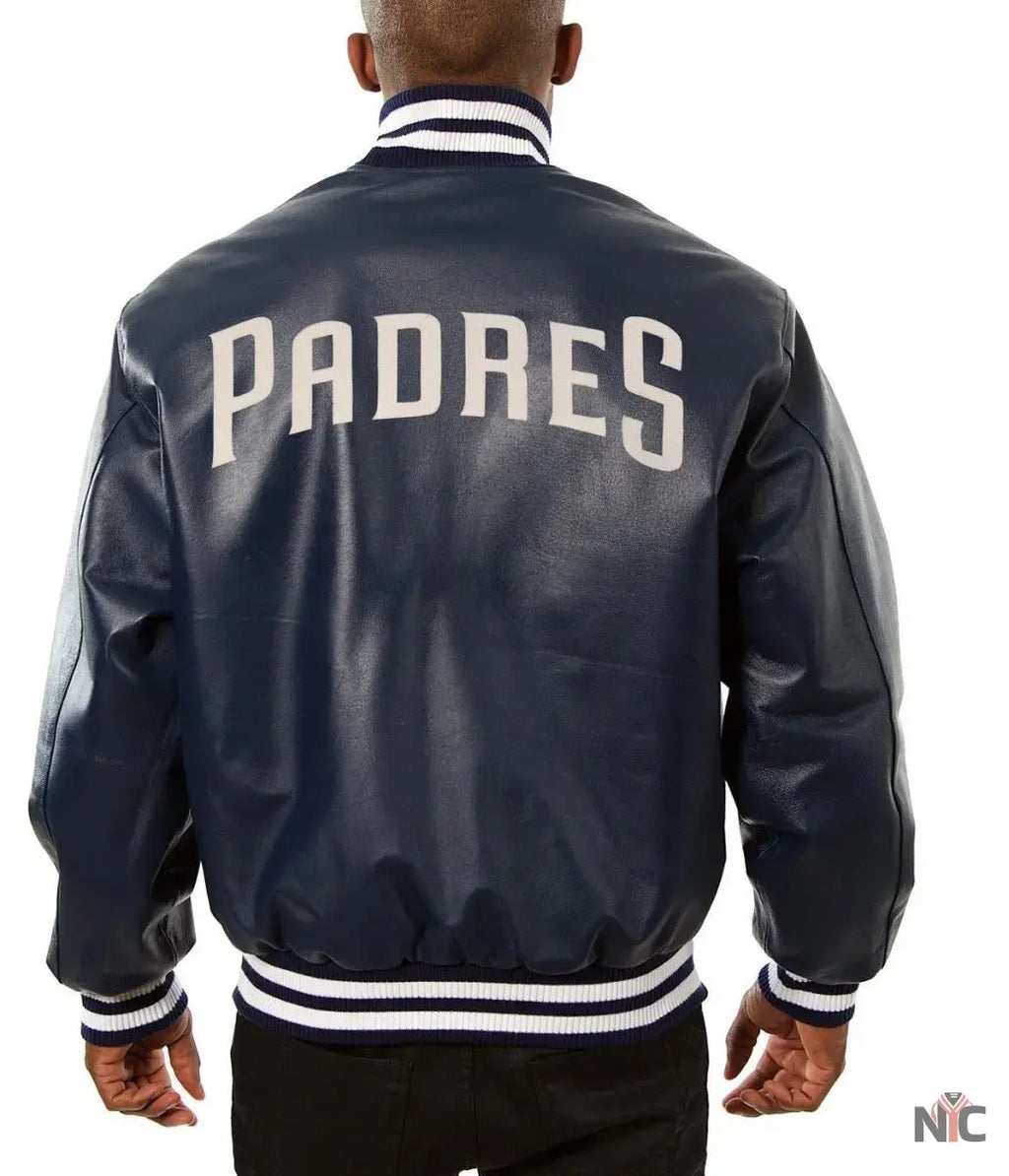 San Diego Padres Navy Blue Leather Jacket NYC Jackets