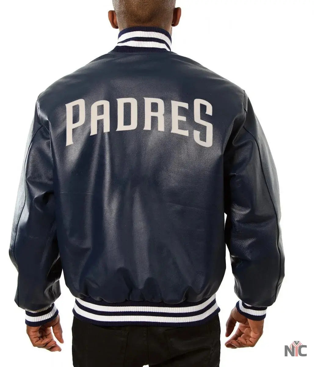 San Diego Padres Navy Blue Leather Jacket NYC Jackets