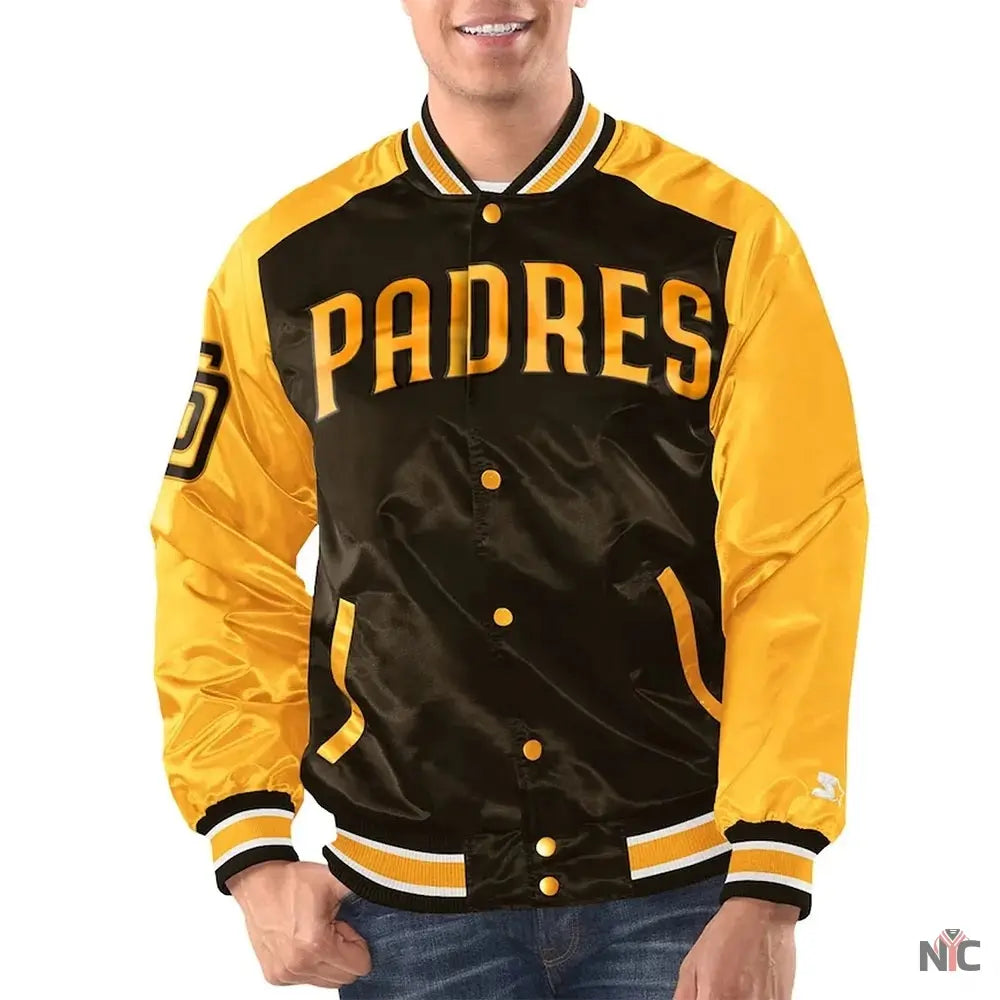 San Diego Padres Renegade Varsity Satin Jacket NYC Jackets
