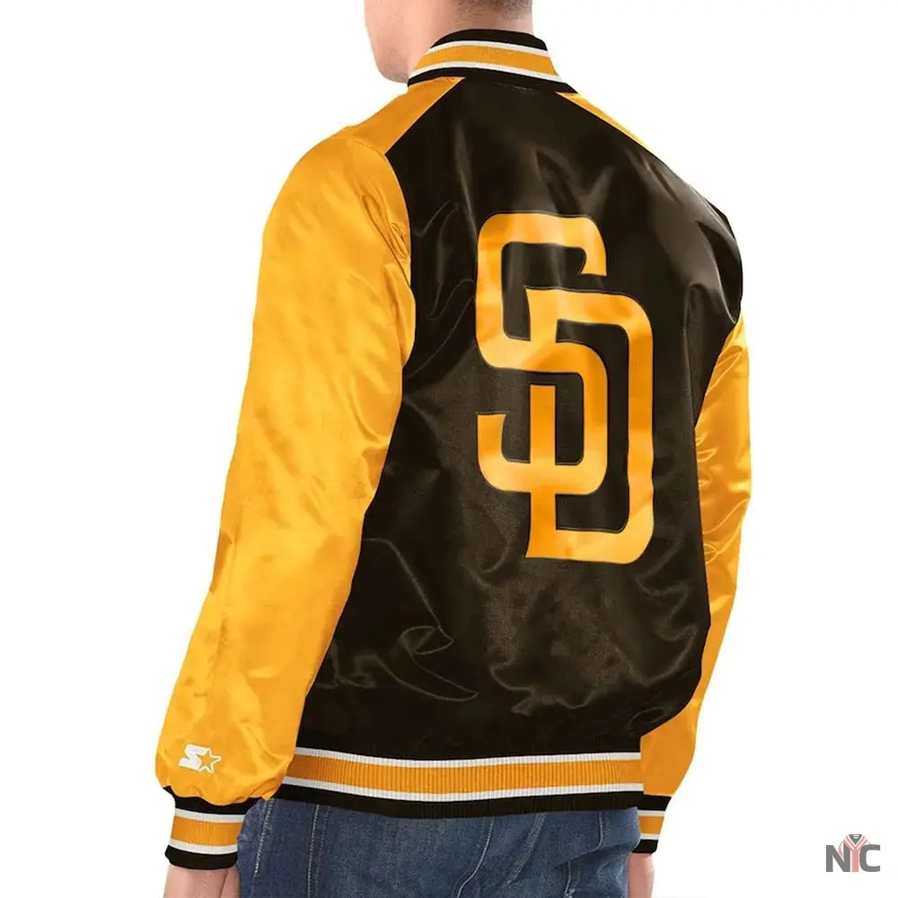 San Diego Padres Renegade Varsity Satin Jacket NYC Jackets