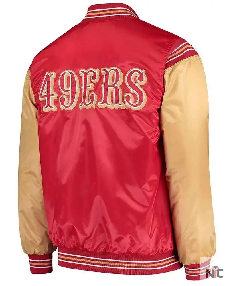 San Francisco 49ers Enforcer Scarlet And Gold Varsity Jacket NYC Jackets