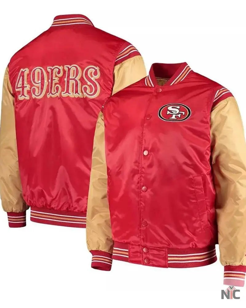 San Francisco 49ers Enforcer Scarlet And Gold Varsity Jacket NYC Jackets