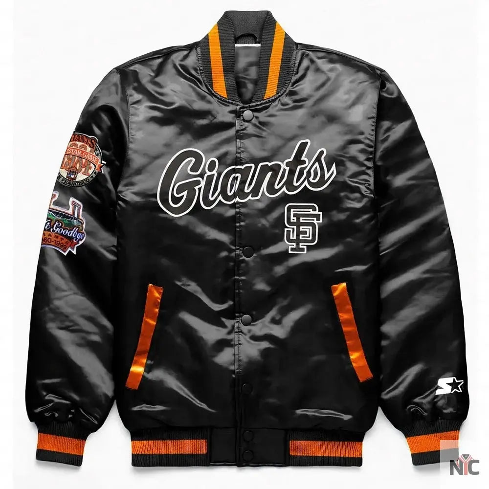 San Francisco Giants Exclusive Black Satin Jacket NYC Jackets