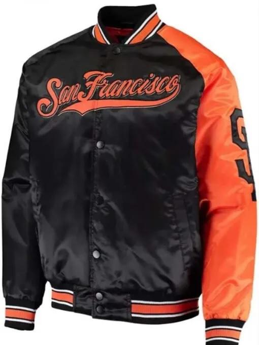 San Francisco Giants Stadium Black And Orange Varsity Jacket NYC Jackets
