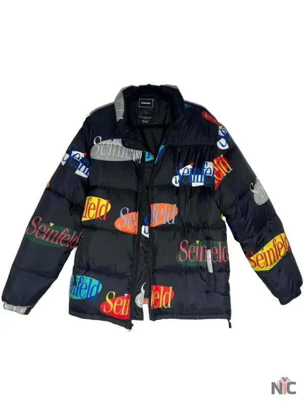 Seinfeld Multi Logo Puffer Jacket NYC Jackets
