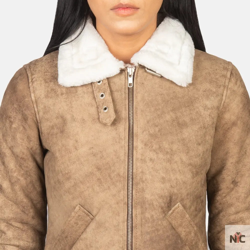 Sherilyn B-3 Distressed Brown Leather Bomber Jacket NYC Jackets